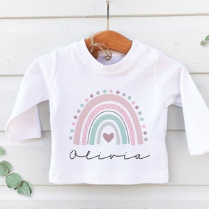 Personalised kids T-shirt, New baby gift, Long sleeve top, Gift for girl, Organic cotton baby clothes, Baby shower gift, Personalised gift