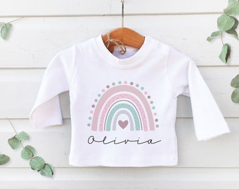 Personalised kids T-shirt, New baby gift, Long sleeve top, Gift for girl, Organic cotton baby clothes, Baby shower gift, Personalised gift