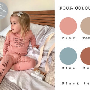 Kid's Personalised Pyjamas, Children's Pyjamas, Kid's Loungewear Set, Unisex kid's Pyjamas, Fitted leggings and top set image 6