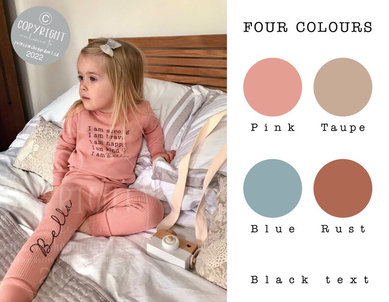 Kid's Personalised Pyjamas, Children's Pyjamas, Kid's Loungewear Set, Unisex kid's Pyjamas, Fitted leggings and top set image 6