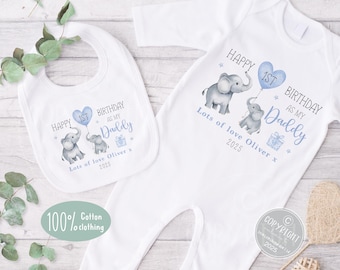 Personalized 1st Birthday Daddy Sleepsuit & Bib Set: Cotton Baby Grow