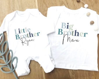 Brother matching t-shirt and baby grow, New baby, Gift for Brother, new big brother gift, Matching clothes for brothers, personalised top