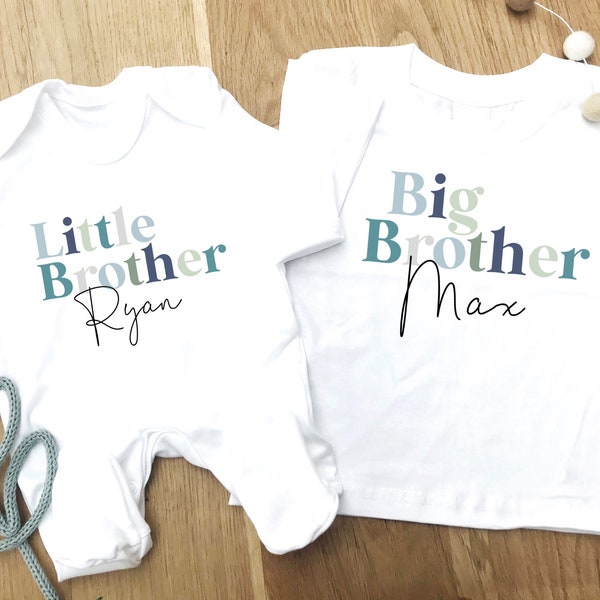 Brother matching t-shirt and baby grow, New baby, Gift for Brother, new big brother gift, Matching clothes for brothers, personalised top