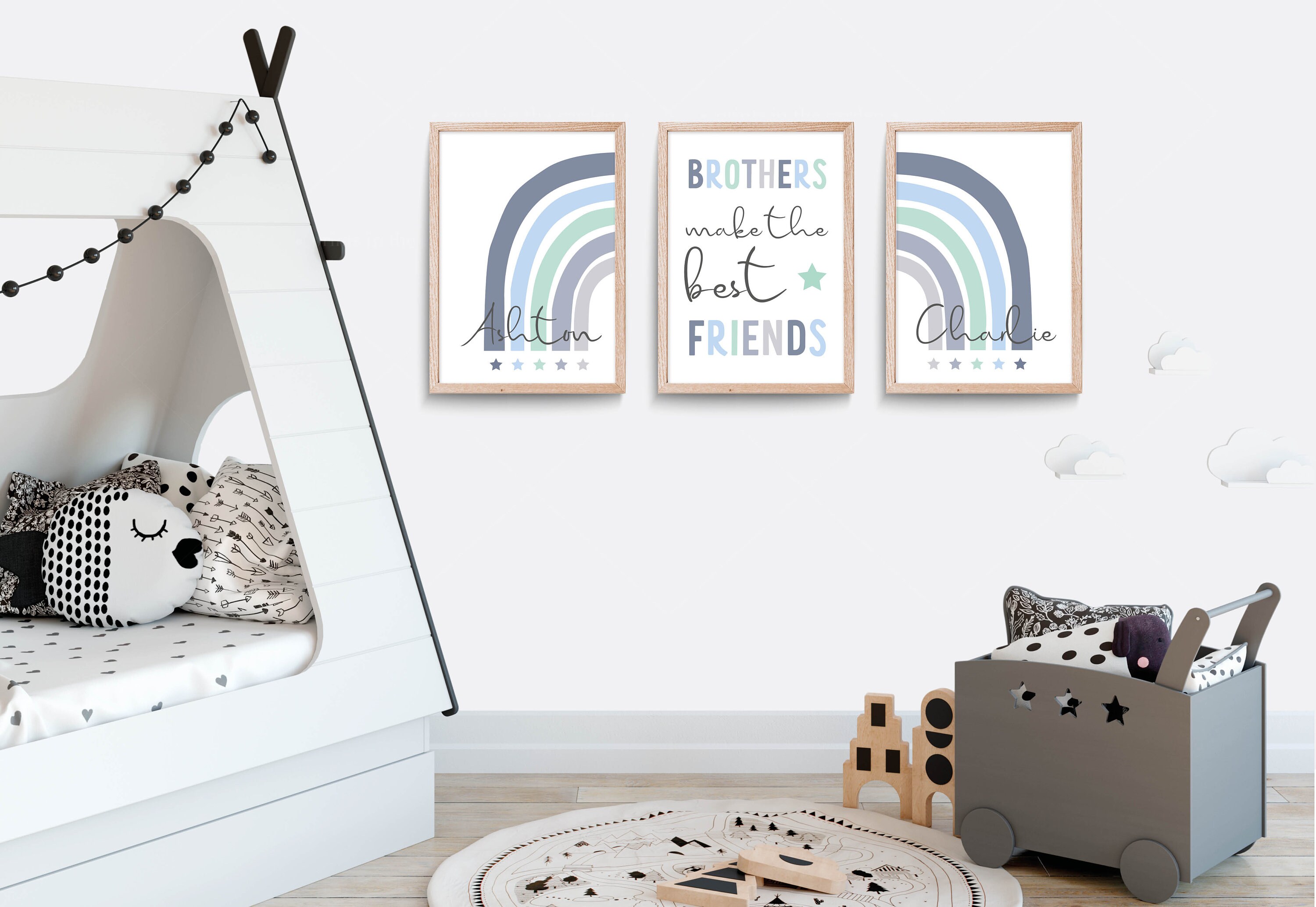 Brothers nursery print Nursery wall art Set of 3 prints Etsy