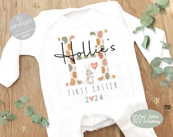 Personalised First Easter Sleepsuit, 1st Easter Baby Grow,  Pyjamas,  Babies 1st Easter Gift Idea,  Easter Outfit for baby, Easter bunny