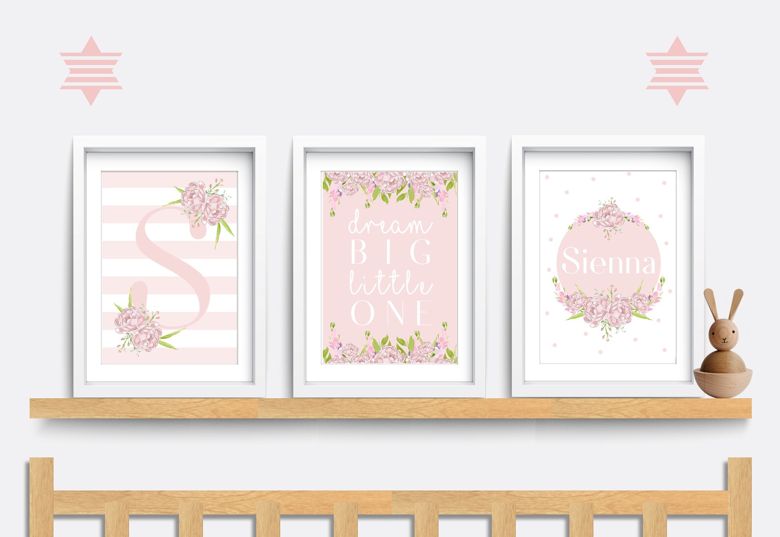 Flower Nursery Wall Art Set of 3 Prints Pink Nursery Decor Etsy UK