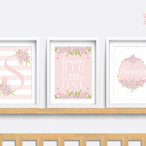 Nursery Wall Art Set of 3 Prints Pink Nursery Decor Little Etsy