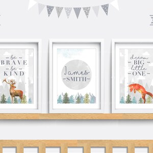 Mountain Nursery Print Set: Fox, Deer, Inspirational Quotes