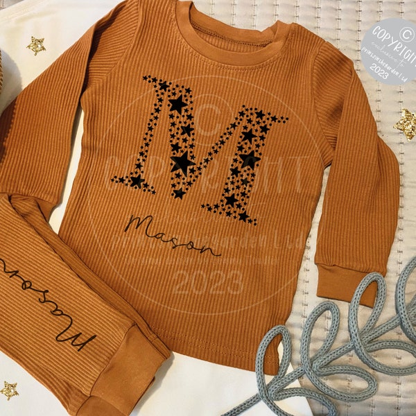 Kid's Personalised Pyjamas, Children's Pyjamas, Kid's Loungewear Set, Unisex kid's Pyjamas, Fitted leggings and top set