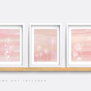 Abstract Dandelion Print Set: Pink Beige Minimalist Wall Art