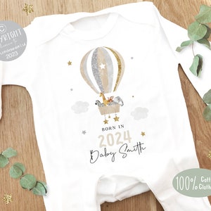 Personalised Sleepsuit, New baby gift, Born in 2024 gift, Personalised baby grow, Safari baby gift, Going home outfit, Baby keepsake