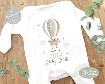 Personalised Sleepsuit, New baby gift, Born in 2024 gift, Personalised baby grow, Safari baby gift, Going home outfit, Baby keepsake