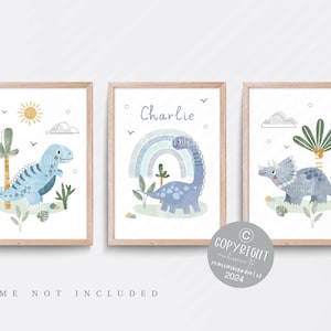 Dinosaur nursery print, Dinosaur wall art, Blue nursery decor, Boys nursery art, Boy bedroom print, Dinosaur decor, Dinosaur bedroom