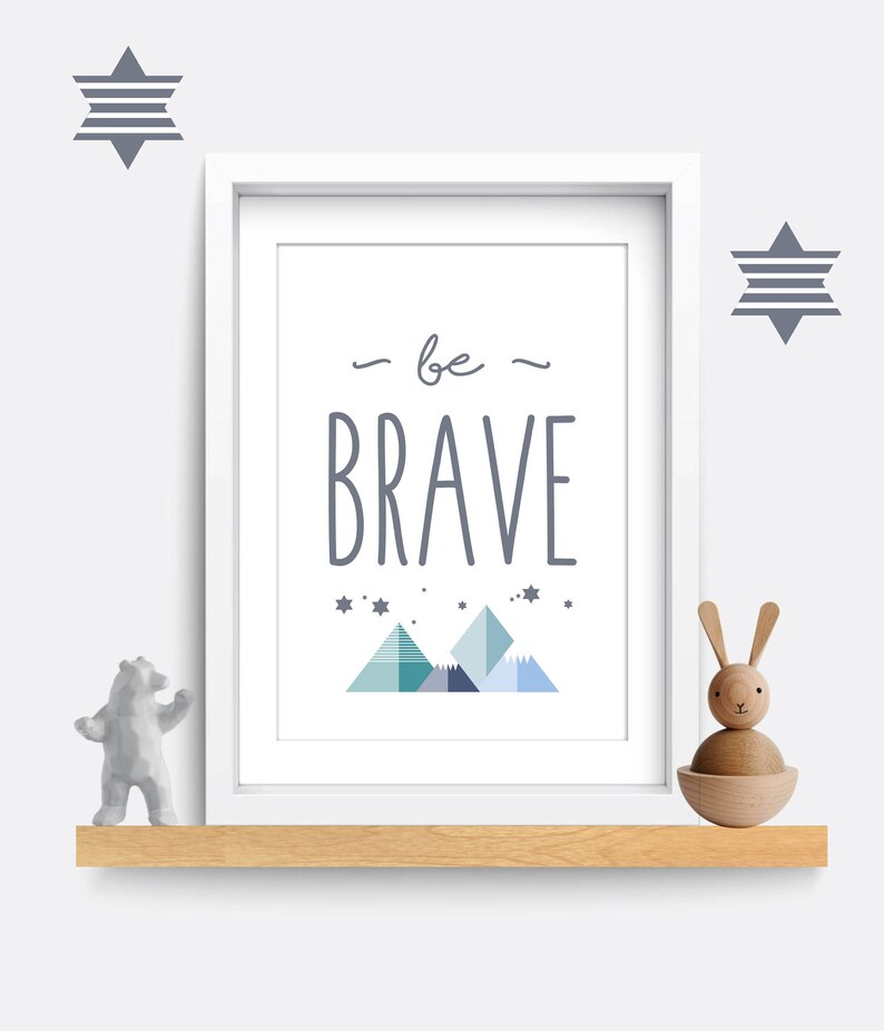 Set of 3 nursery prints, Be brave, Be kind, be you print, Rainbow bedroom art, Baby nursery decor, Nursery wall art, Baby gift, cloud print image 5