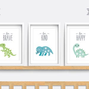 Dinosaur Nursery Art Prints: T-Rex, Triceratops, Diplodocus (Set of 3)