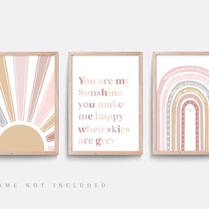 Sunshine Rainbow Nursery Print Set: Modern Kids Wall Art