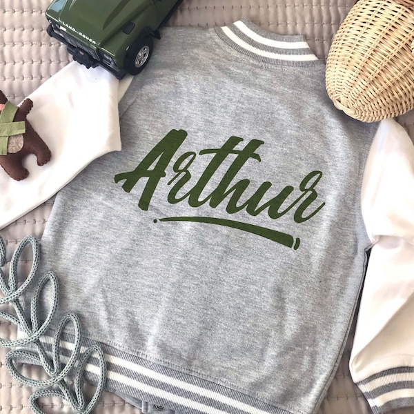 Kid's Personalised Varsity Jacket, Personalised Boys top, Kid's Sweatshirt, Kid's Birthday Gift