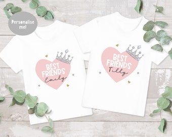 Meisjes Beste Vrienden T-shirt, Gepersonaliseerde Kids T-shirt, Verjaardagscadeau voor kinderen, Meisjes T-shirt, Kid's naam T-shirt, Meisjes Matching t-shirts