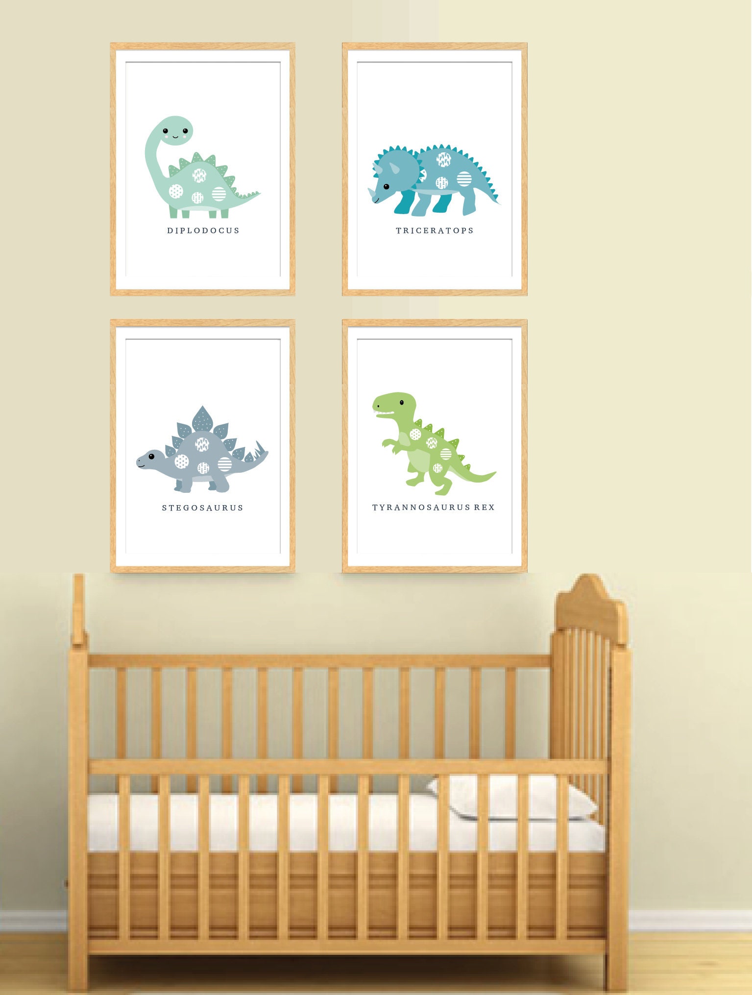 Dinosaur Nursery Wall Art Set of 4 Dinosaur Prints T-rex - Etsy UK