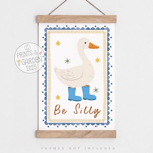 Silly goose Print, Goose wall art, kids playroom art, Boys bedroom art, duck nursery print, retro kids art, vintage style art, duck nursery