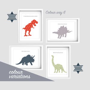Dinosaur Nursery wall art, Set of 4 dinosaur prints, T- rex, Kid bedroom art, Baby nursery decor, Triceratops, Stegosaurus print, Baby gift