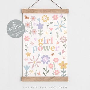 Girl Power Wildflower Nursery Print: Kids Bedroom Wall Art