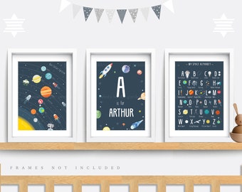 Space Nursery Print Set: Solar System, Planets, Stars