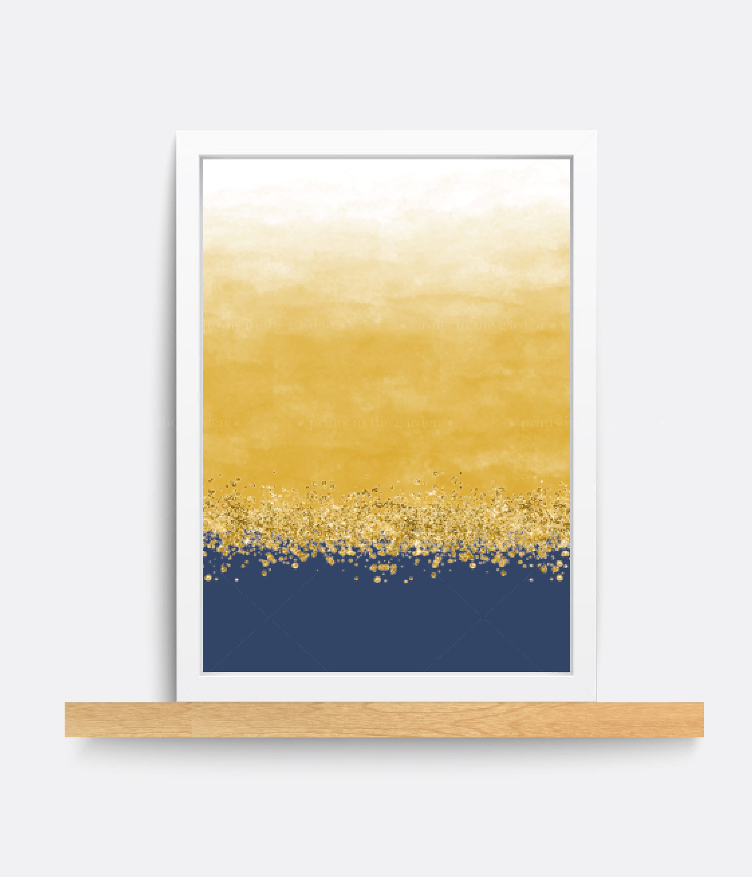 Abstract Wall Art Mustard and Blue Art Minimalist Print Etsy