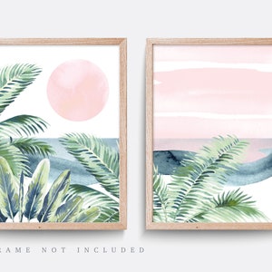 Palm tree print, Tropical wall art, Minimalist wall art, Modern art, Abstract print, living room decor, Pink wall art, Beach print