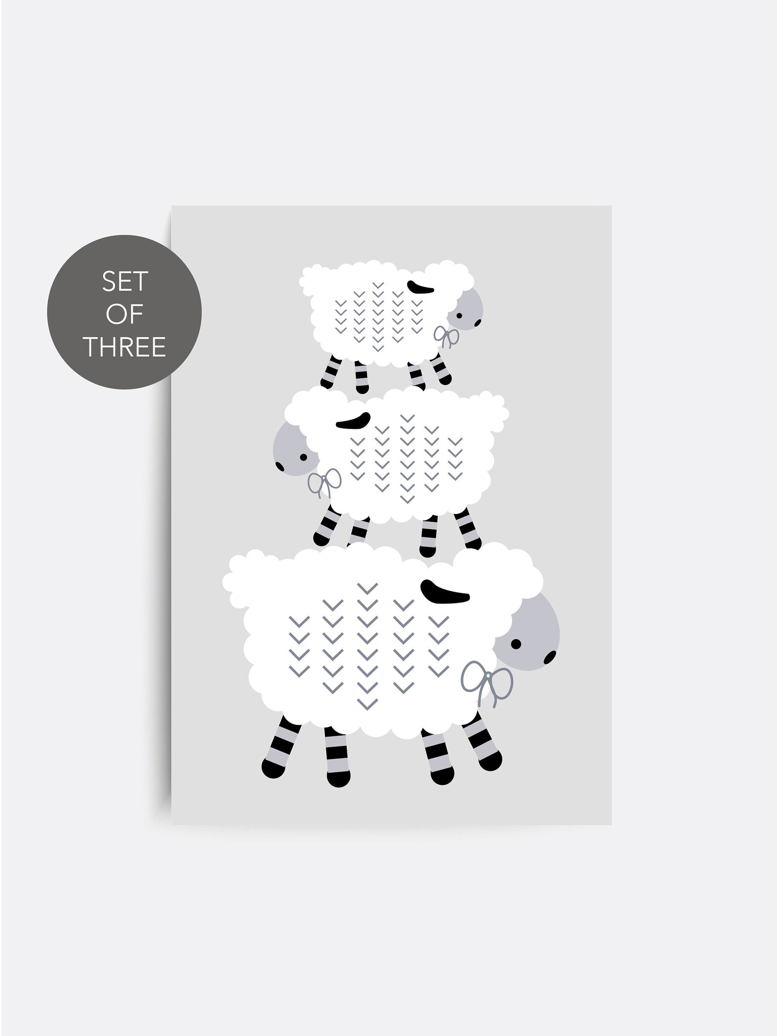 Sheep Nursery Wall Art Set of 3 Sheep Prints Farm Animal Etsy