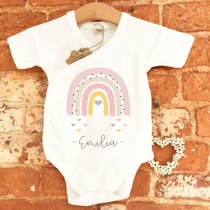 Personalised baby grow, Rainbow baby gift, Body suit, Gift for baby girl, Organic cotton baby grow, Baby shower gift, Personalised gift