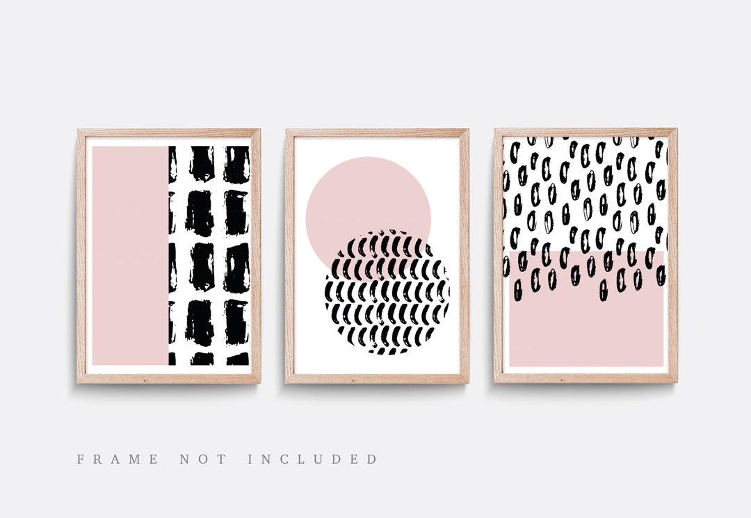 Abstract Print Set: Pink and Black Minimalist Wall Art - Etsy