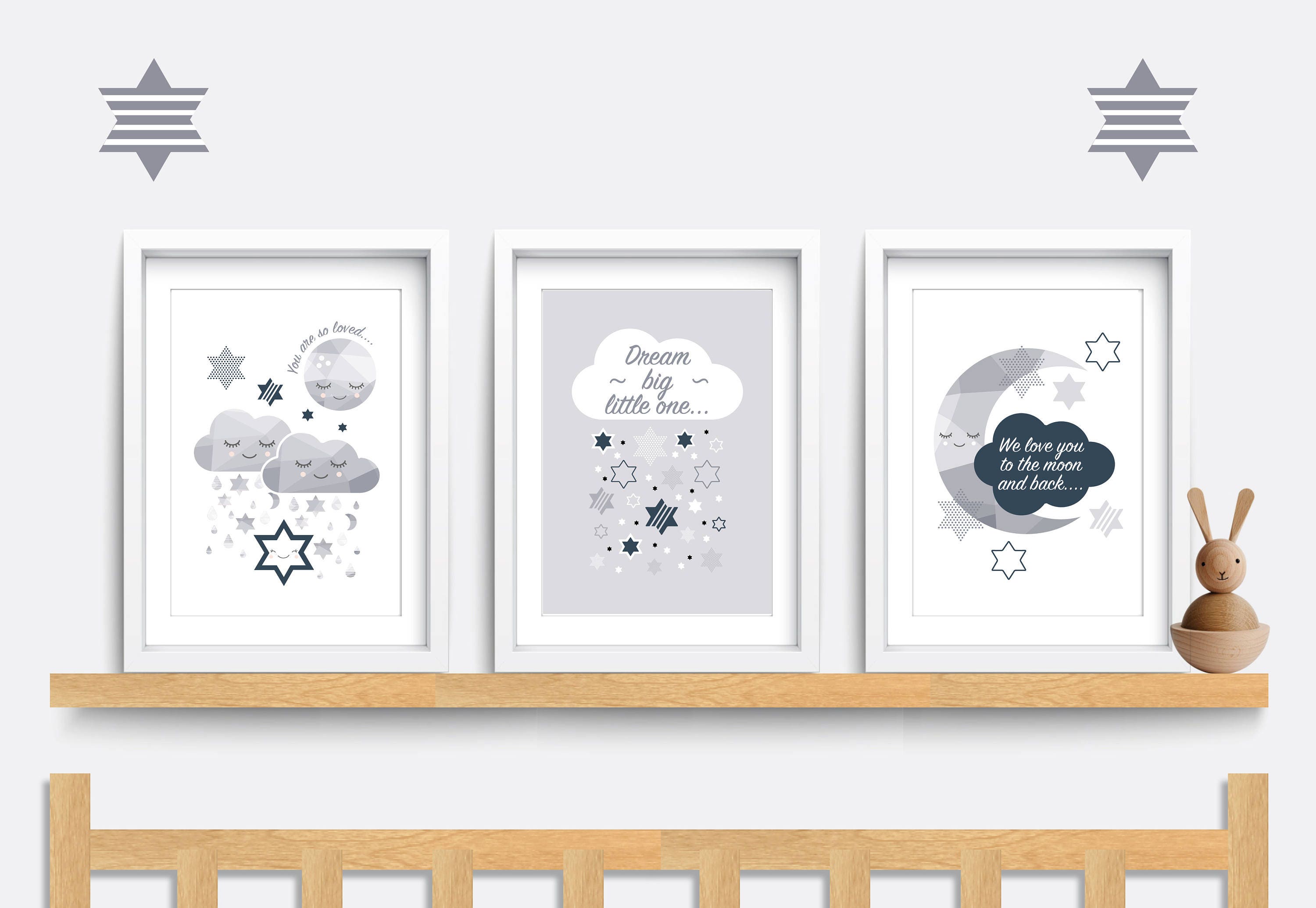 Nursery Wall Art Set of 3 Nursery Prints We Love You to the Etsy UK