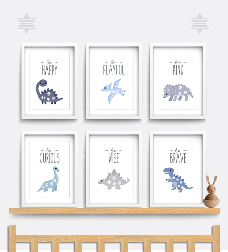 Dinosaur Nursery Wall Art Set of 6 Dinosaur Prints T-rex - Etsy