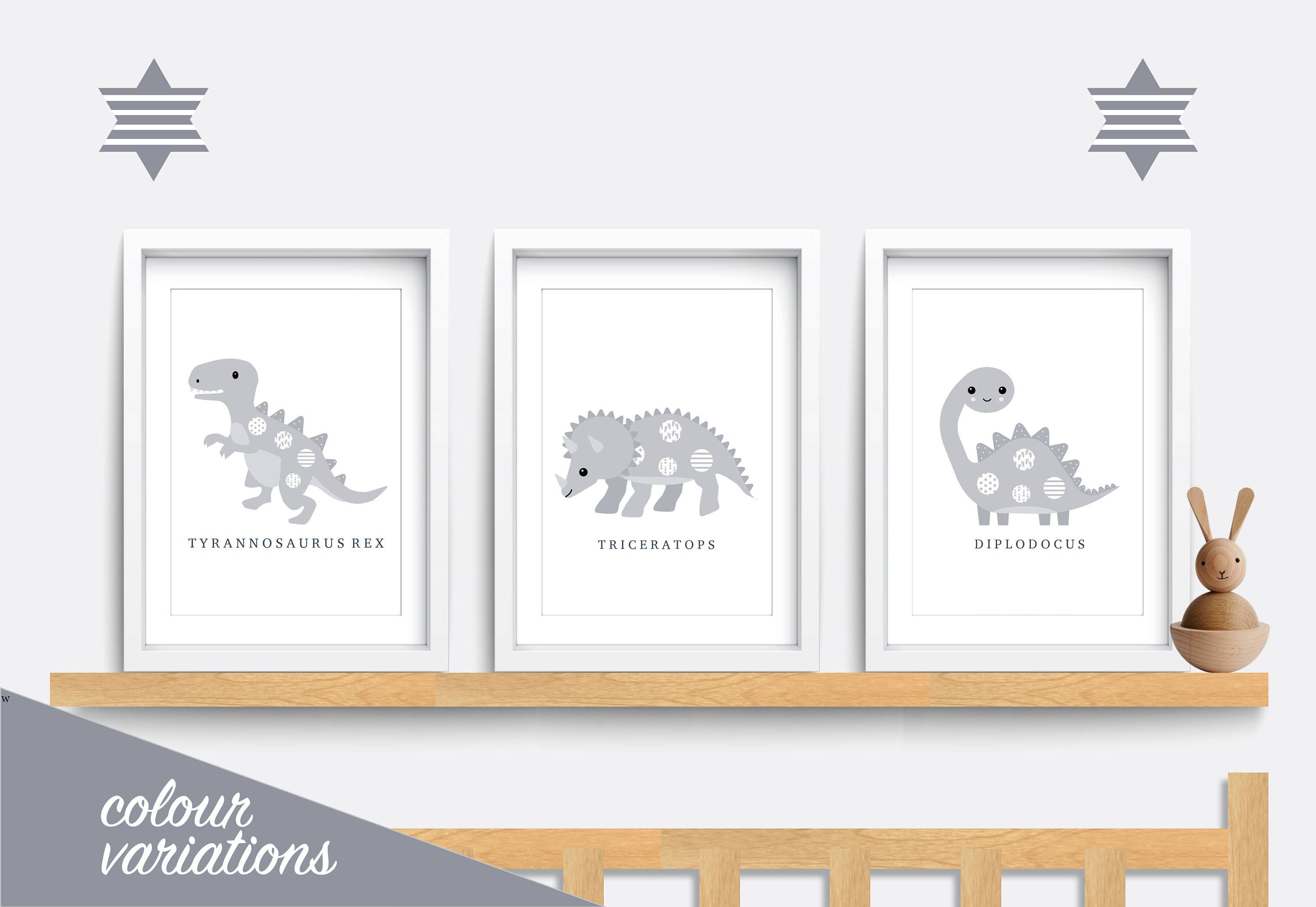 Dinosaur Nursery Wall Art Set of 3 Dinosaur Prints T-rex - Etsy