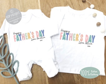 Kid's Father's Day outfits, Siblings matching t-shirt and baby grow, Father's t-shirt, Gift for Father's Day, personalised top