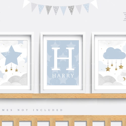 Nursery Wall Art Set of 3 Nursery Prints Cloud Nursery Etsy