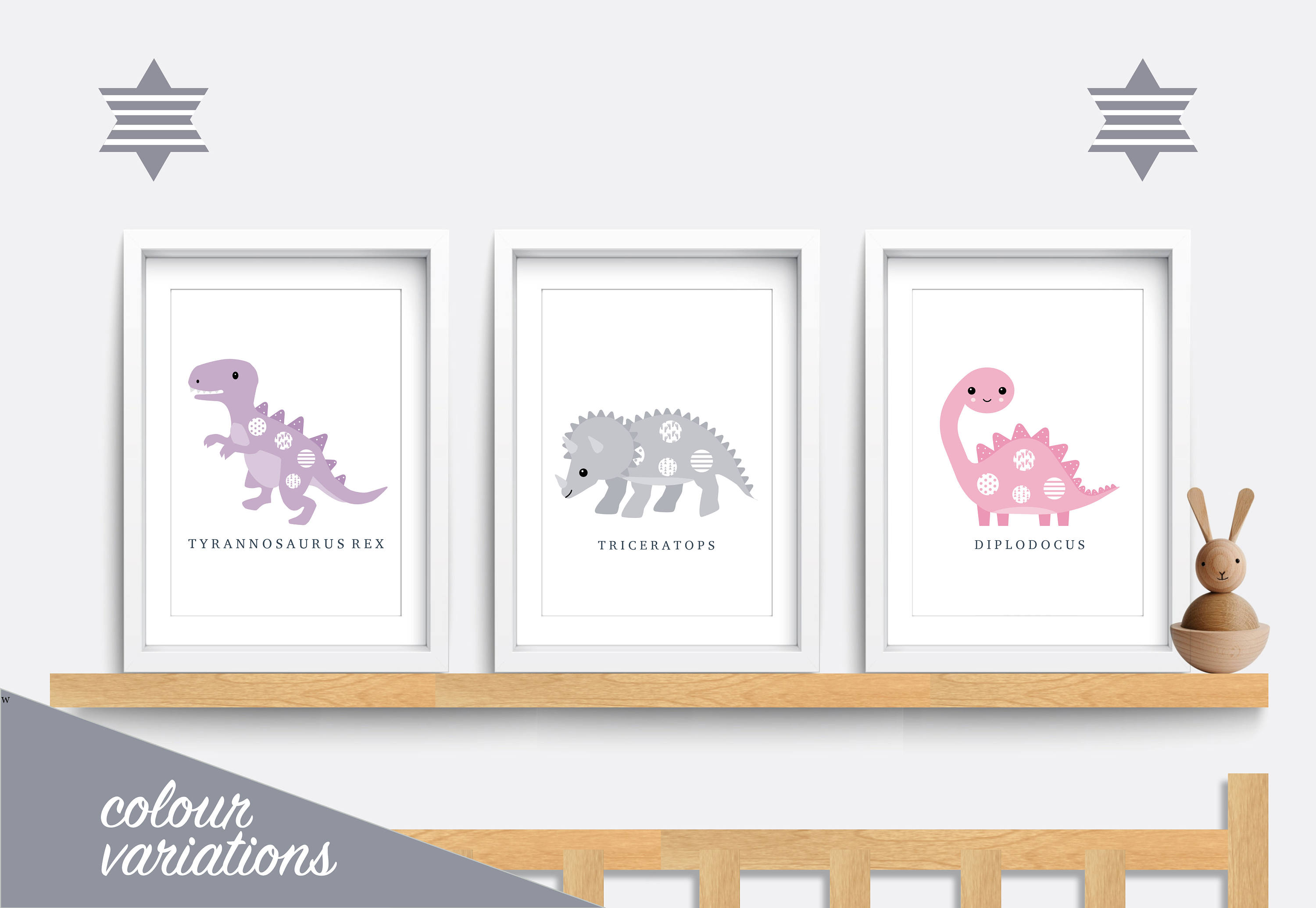 Dinosaur Nursery Wall Art Set of 3 Dinosaur Prints T-rex - Etsy