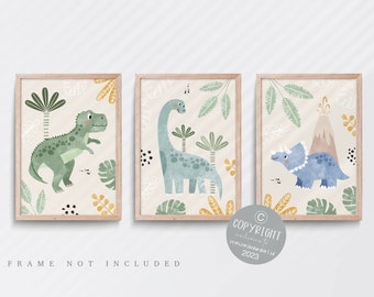 Dinosaur nursery print, Dinosaur wall art, Boho nursery decor, Boys nursery art, Boy bedroom print, Dinosaur decor, Dinosaur bedroom