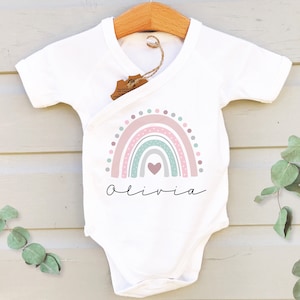 Personalised baby grow, Rainbow baby gift, Body suit, Gift for baby girl, Organic cotton baby grow, Baby shower gift, Personalised gift