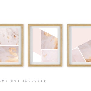 Abstract Wall Art Prints, Set of 3 Prints, Minimalist Prints, Pink and gold art prints, Modern bedroom prints, Living room decor art