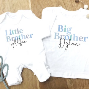 Brother matching t-shirt and baby grow, New baby, Gift for Brother, new big brother gift, Matching clothes for brothers, personalised top
