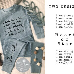 Kid's Personalised Pyjamas, Children's Pyjamas, Kid's Loungewear Set, Unisex kid's Pyjamas, Fitted leggings and top set image 4