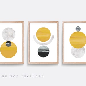 Abstract print, Set of 3 Print, Abstract Wall Art, Minimalist Prints, Mustard and Black Art Prints, Modern wall art, Living room decor art