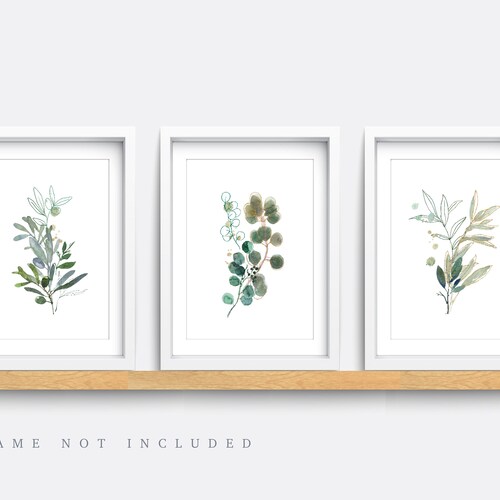 Plant Wall Art Set of 3 Prints Leafy Nursery Decor Etsy