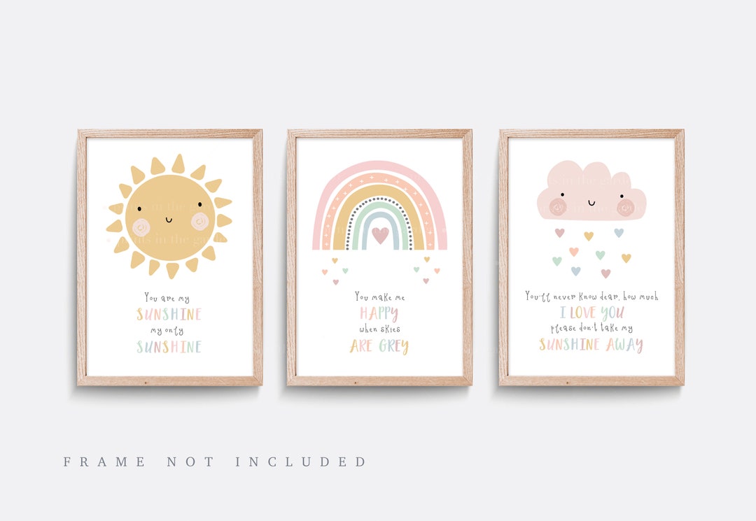 Rainbow Nursery Print Set: Sunshine, Cloud, Girl Bedroom Art - Etsy UK