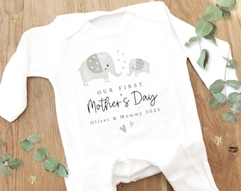 Personalised First Mother's Day Sleepsuit, 1st Mother's Day Baby Grow,  Pyjamas, Mother's Day Gift Idea,  Mother's Day Outfit for baby