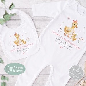 Personalised First Mother&#39;s Day Sleep suit, 1st Mother&#39;s Day Baby Grow,  Pyjamas, Babies 1st Mother&#39;s Day Gift Idea, Mummy gift from girl
