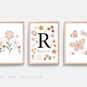 Wildflower Nursery Print Set: Boho Floral Girl Bedroom Art