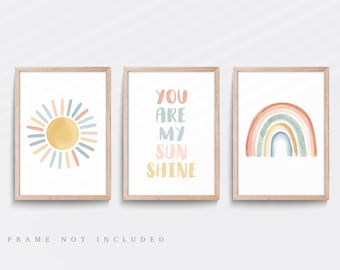 Rainbow Nursery Print Set: Boho Sunshine Wall Art